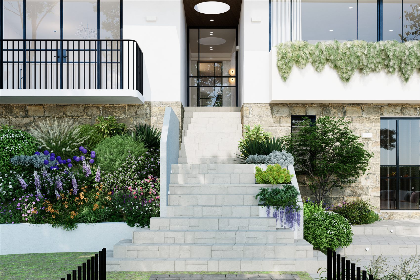 Double Bay — entry stairs and garden path by STUDIO BELLE