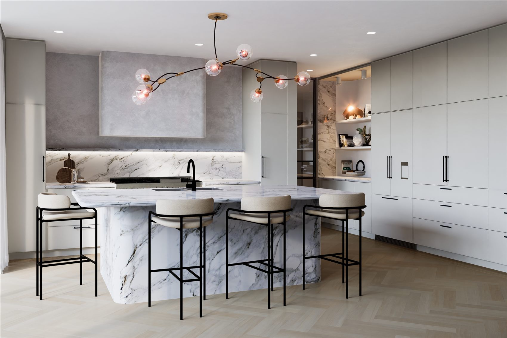 Double Bay — marble kitchen island by STUDIO BELLE