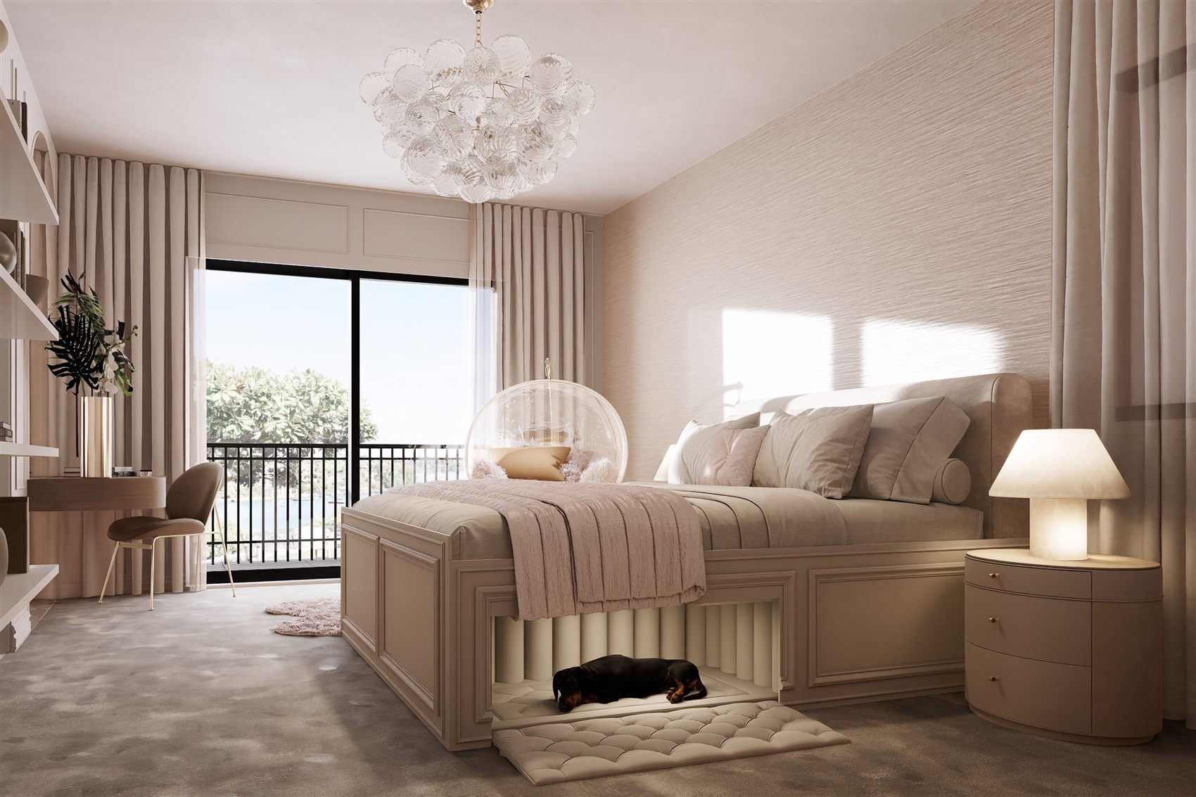 Greenwich — guest bedroom with balcony access by STUDIO BELLE